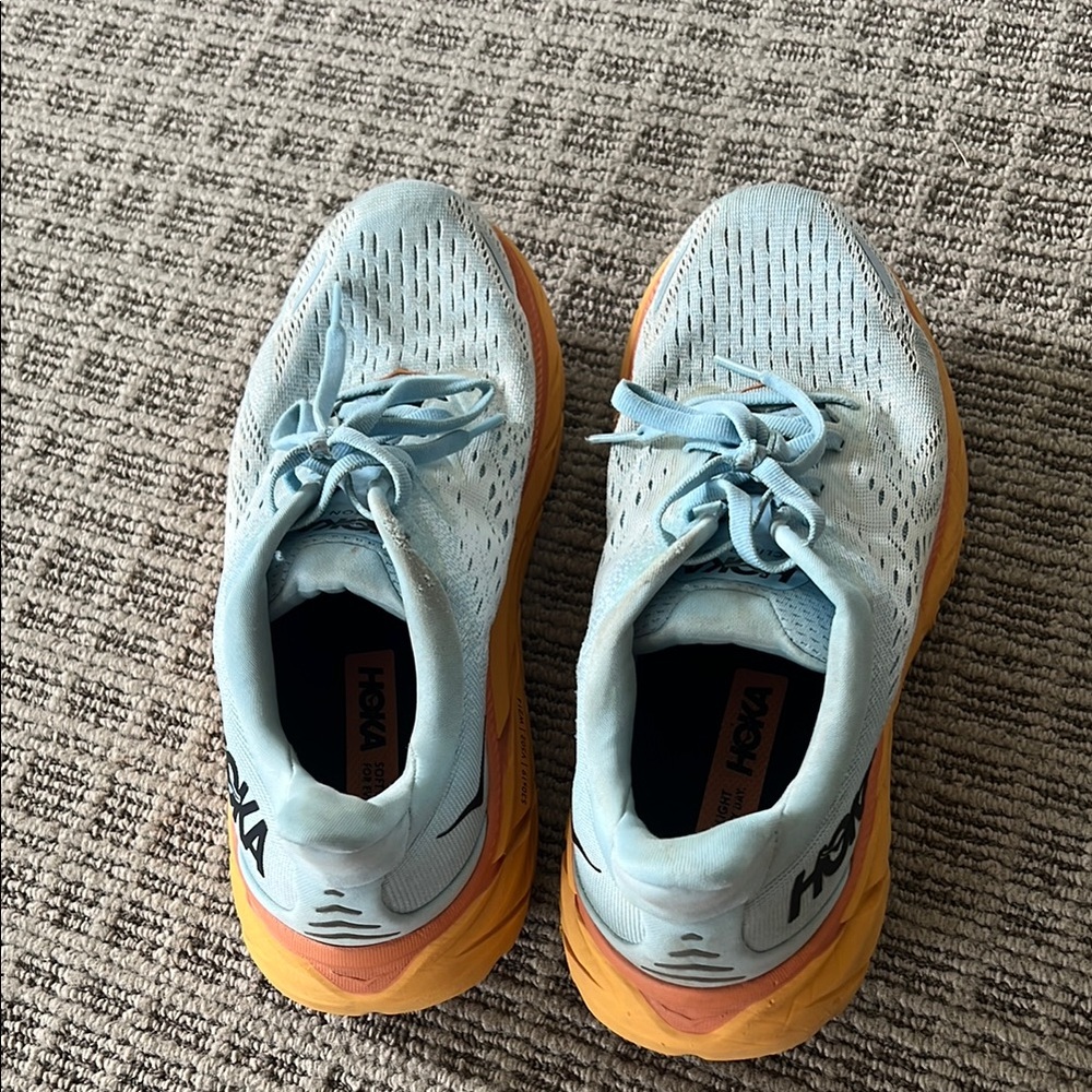 Hoka Blue and Orange Sneakers with Cushioned Sole
